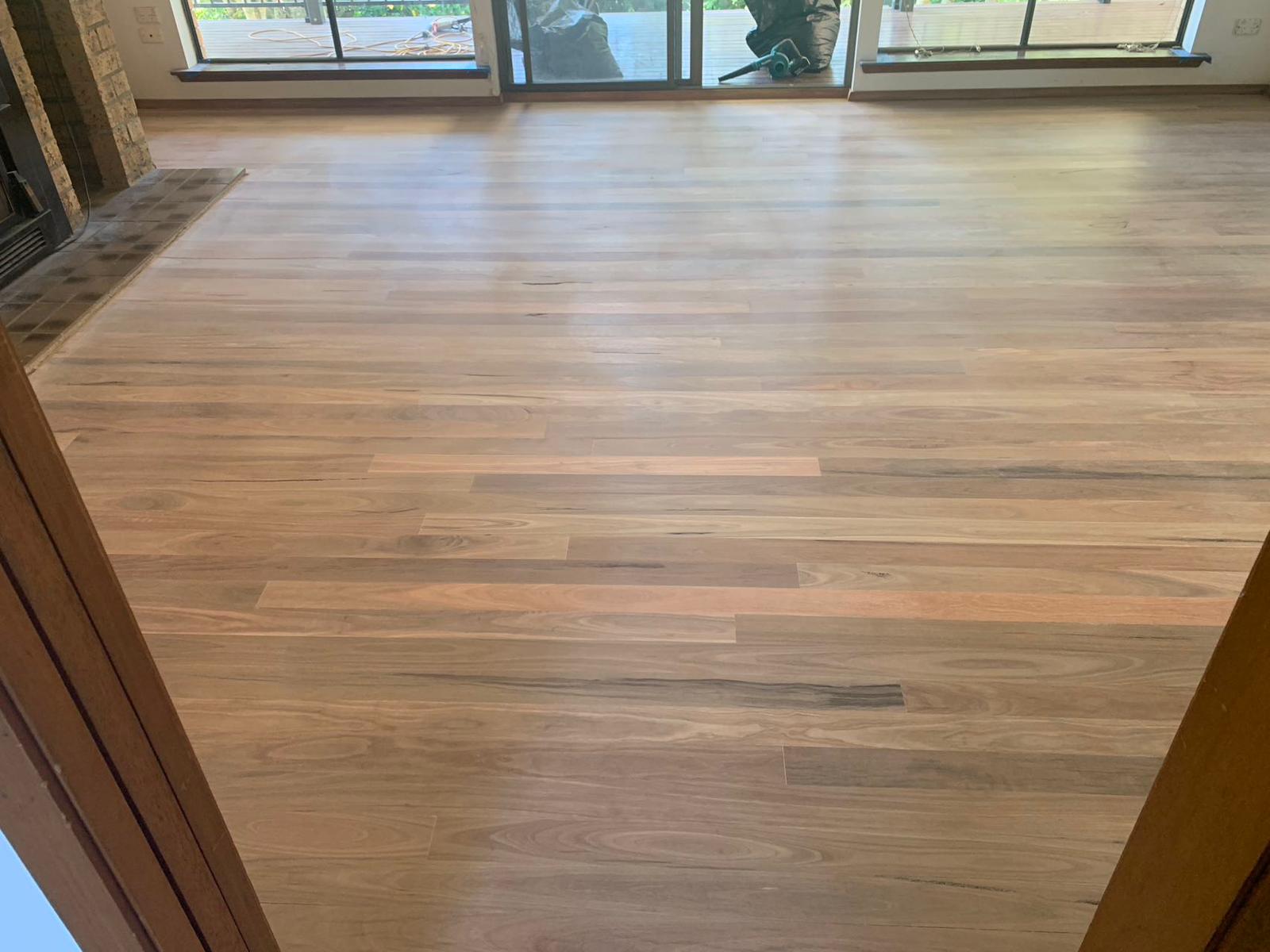 Living area timber floor, low sheen satin finish, Lane Cove