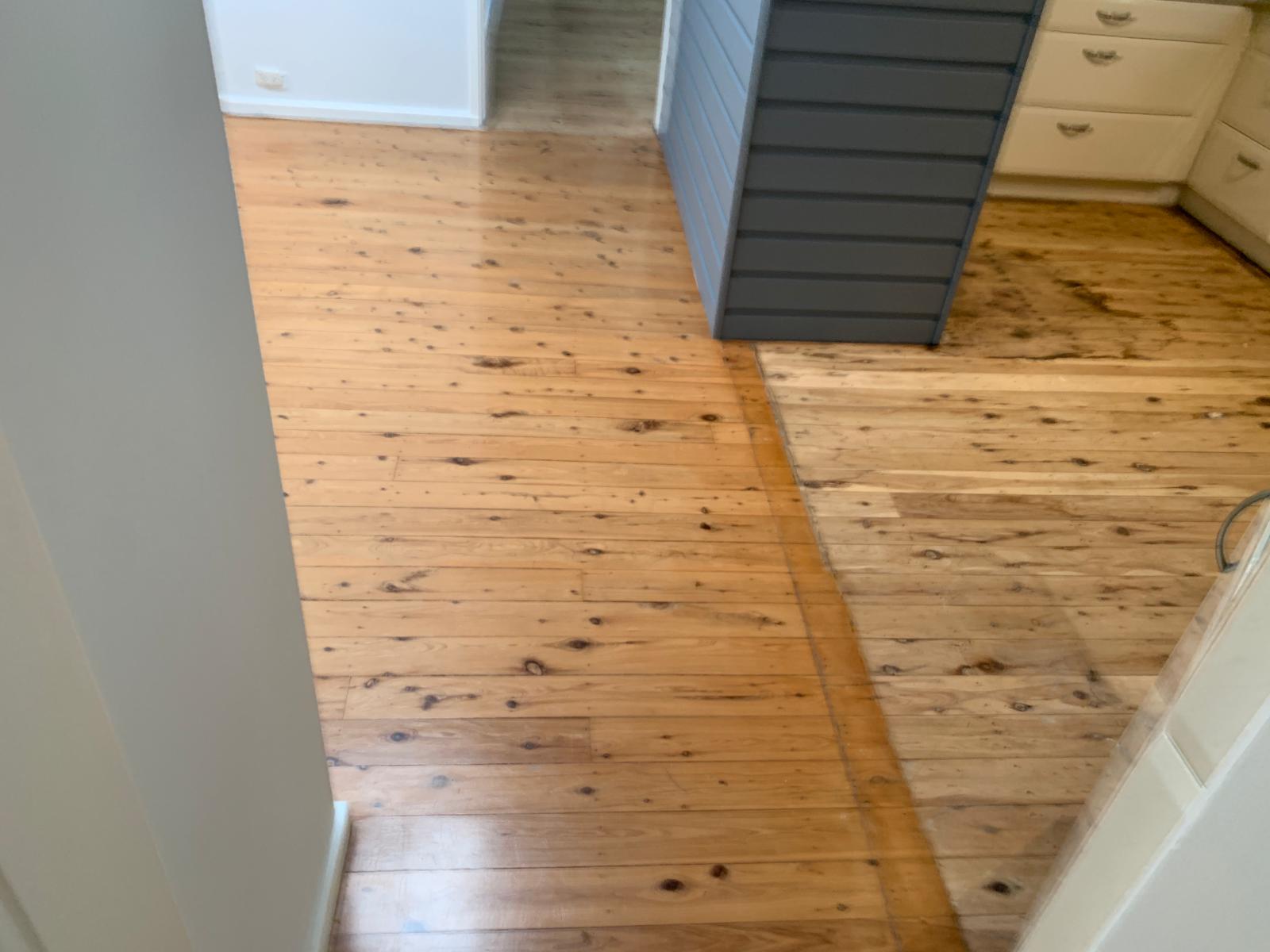 Kitchen timber floor mid-sand, Jervis Bay