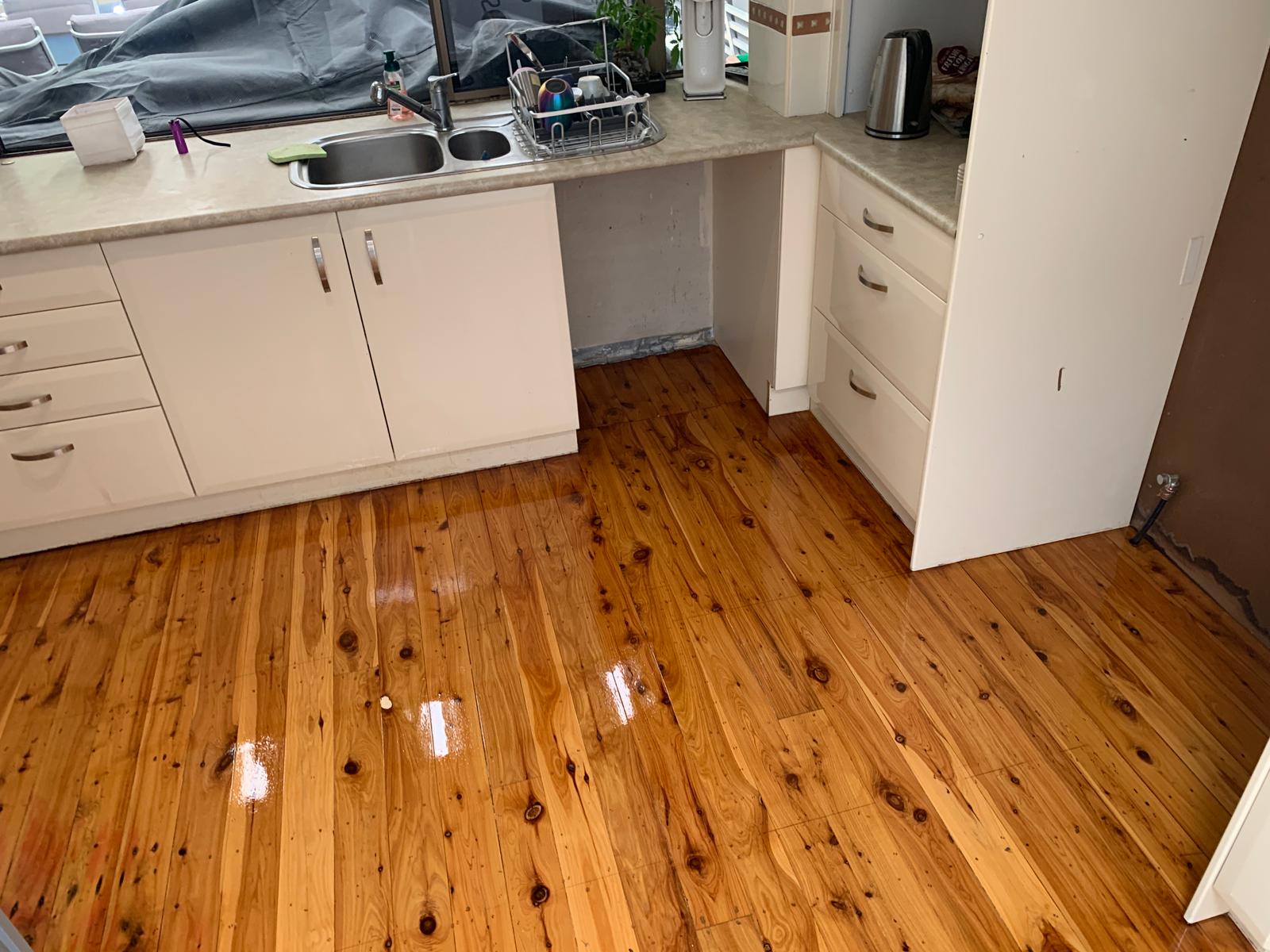 Kitchen timber floor finished near sink, Jervis Bay