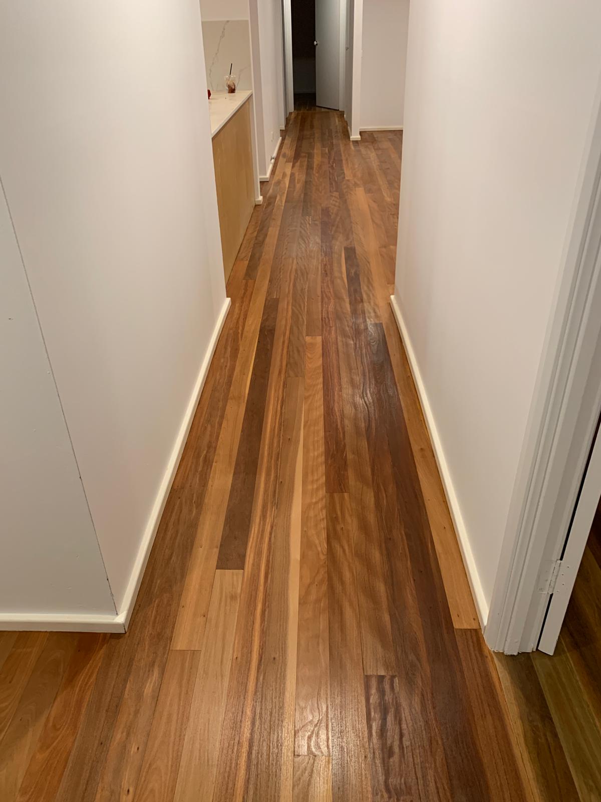Hallway timber floor with waterbase finish, St Ives