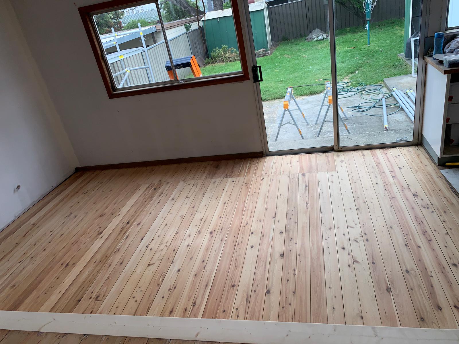 Living room timber floor fully sanded, St Peters